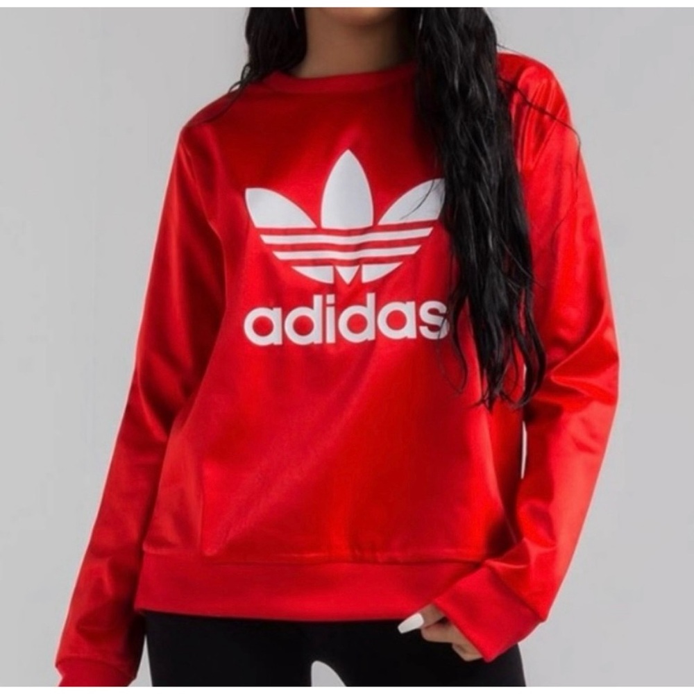 Red Satin Adidas Pullover